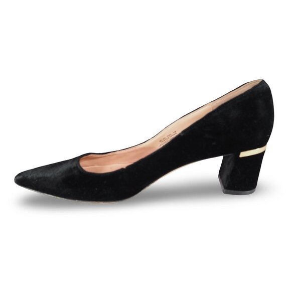Kate Spade Milan Too Point Toe Velvet Black Heels Women's 7M Black / Gold Accent - Picture 6 of 11